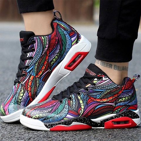 Unisex Multicolored Design On Air Mesh Sneakers, Trainers, Shoes
