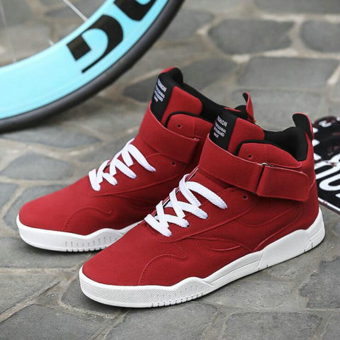 New Trainers canvas Shoes Men sneaker Zapatillas Hombre Black Red Casual High Top Sport Walking Lace Up Ankle Boots LE-100